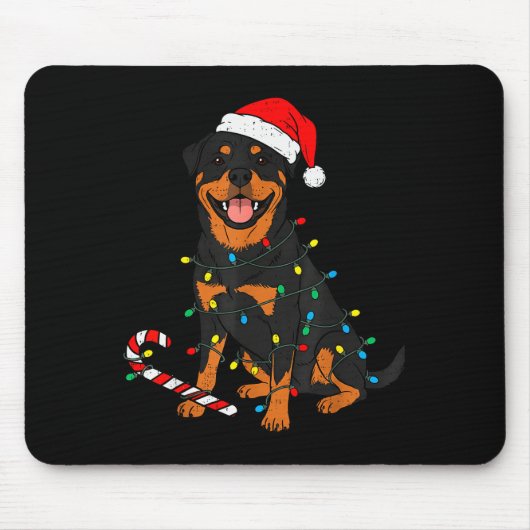 Rottweiler Hund Weihnachtsbeleuchtung Weihnachtsma Mousepad (Vorne)