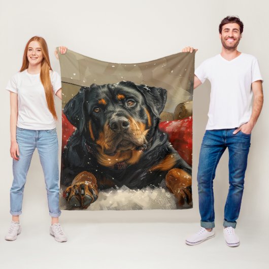 Rottweiler Hund Weihnachtsfestlich Fleecedecke (Beispiel)