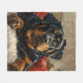 Rottweiler Hund Weihnachtsfestlich Fleecedecke (Vorderseite (Horizontal))