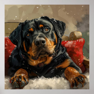 Rottweiler Hund Weihnachtsfestlich Poster