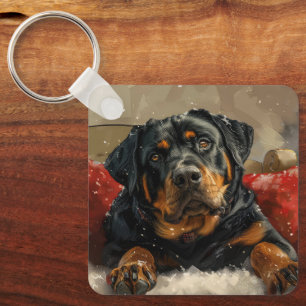 Rottweiler Hund Weihnachtsfestlich Schlüsselanhänger