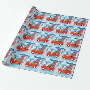 Rottweiler-Hund Weihnachtslieferwagen Schnee Geschenkpapier