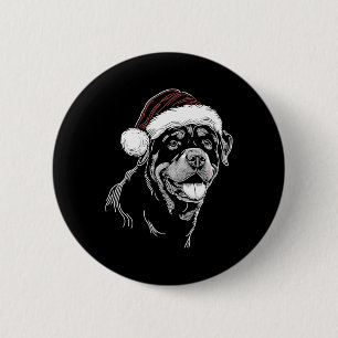 Rottweiler Hund Weihnachtsmann Hut Weihnachten Xma Button