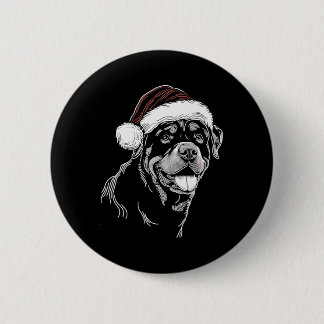 Rottweiler Hund Weihnachtsmann Hut Weihnachten Xma Button