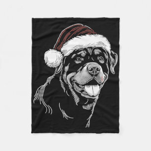 Rottweiler Hund Weihnachtsmann Hut Weihnachten Xma Fleecedecke