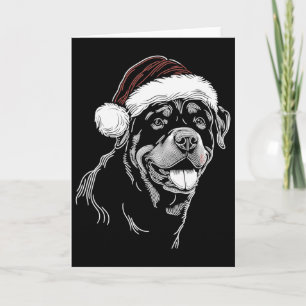 Rottweiler Hund Weihnachtsmann Hut Weihnachten Xma Karte