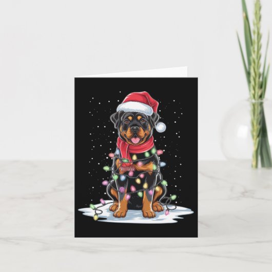 Rottweiler Hund Weihnachtsmannmütze Weihnachtsbaum Karte (Vorderseite)