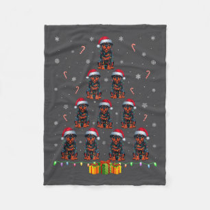Rottweiler Hund Weihnachtsmannmütze Xmas Light Men Fleecedecke