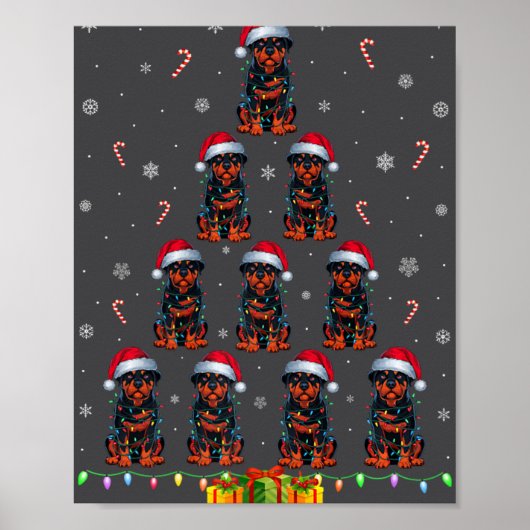 Rottweiler Hund Weihnachtsmannmütze Xmas Light Men Poster (Vorne)