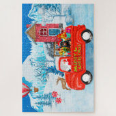 Rottweiler Hund Weihnachtswagen Schnee Puzzle (Vertikal)
