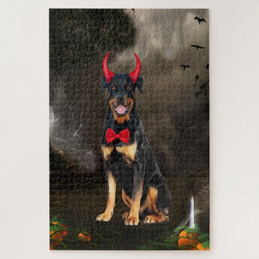 Rottweiler Hund zu Halloween-Kostüm Puzzle (Vertikal)