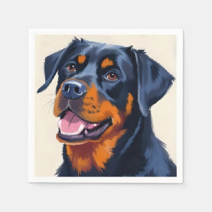 Rottweiler   Hunde-Aquarellmalerei Haustier Serviette