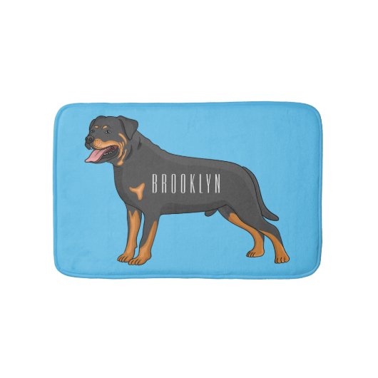 Rottweiler Hunde Cartoon Illustration Badematte (Vorderseite)