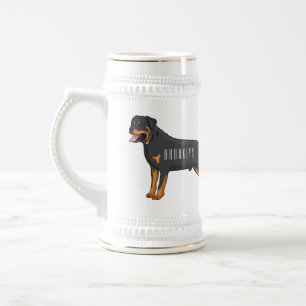 Rottweiler Hunde Cartoon Illustration Bierglas