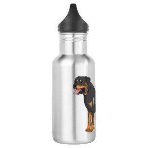 Rottweiler Hunde Cartoon Illustration Edelstahlflasche