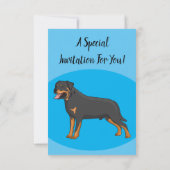 Rottweiler Hunde Cartoon Illustration Einladung (Rückseite)