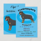 Rottweiler Hunde Cartoon Illustration Einladung (Vorne/Hinten)