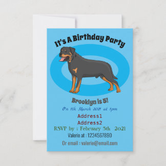 Rottweiler Hunde Cartoon Illustration Einladung