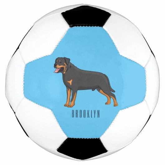 Rottweiler Hunde Cartoon Illustration Fußball (Vorderseite)