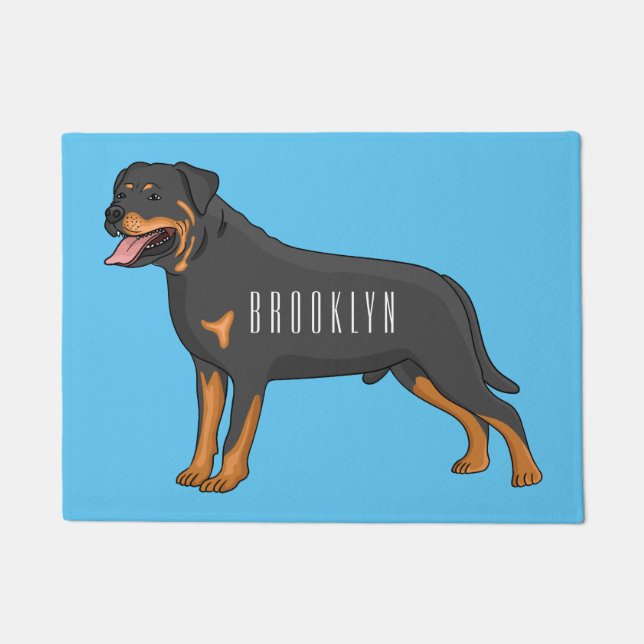 Rottweiler Hunde Cartoon Illustration Fußmatte (Vorderseite)