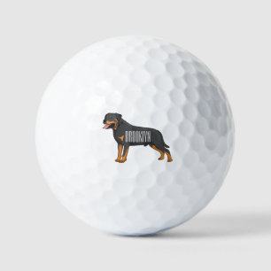 Rottweiler Hunde Cartoon Illustration Golfball