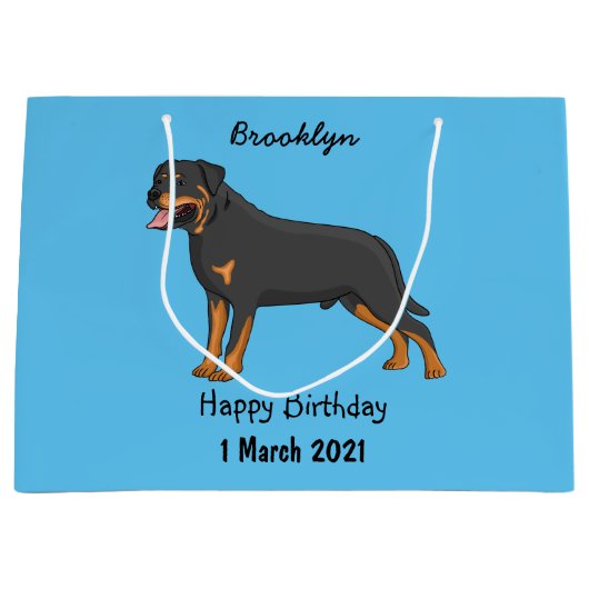 Rottweiler Hunde Cartoon Illustration Große Geschenktüte (Vorderseite)