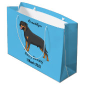 Rottweiler Hunde Cartoon Illustration Große Geschenktüte (Rückseite Schrägansicht)