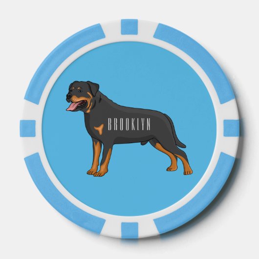 Rottweiler Hunde Cartoon Illustration Pokerchips (Vorderseite)