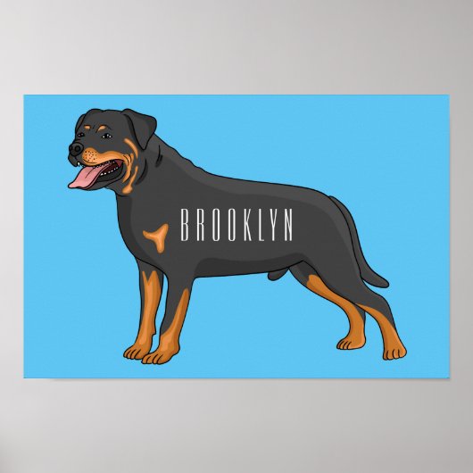Rottweiler Hunde Cartoon Illustration Poster (Vorne)