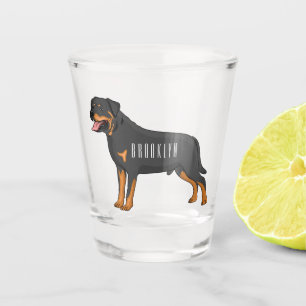 Rottweiler Hunde Cartoon Illustration Schnapsglas