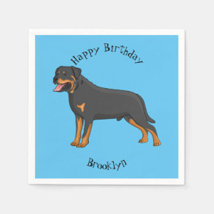 Rottweiler Hunde Cartoon Illustration Serviette