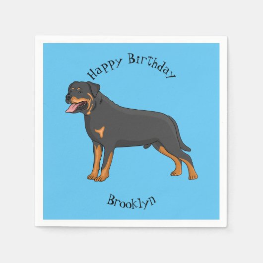 Rottweiler Hunde Cartoon Illustration Serviette (Vorderseite)