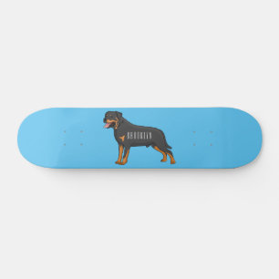 Rottweiler Hunde Cartoon Illustration Skateboard