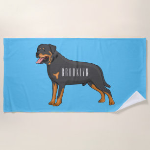 Rottweiler Hunde Cartoon Illustration Strandtuch
