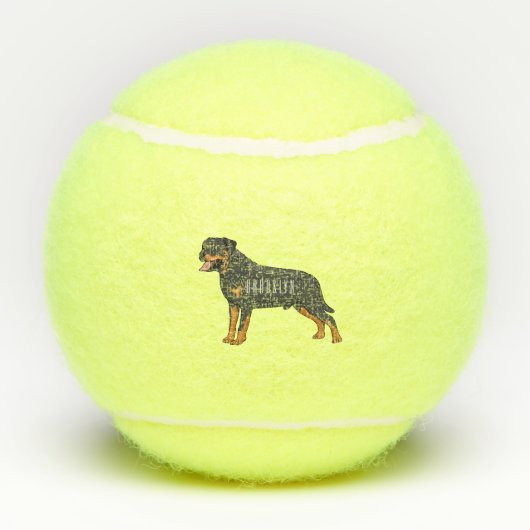Rottweiler Hunde Cartoon Illustration Tennisbälle (Rückseite)