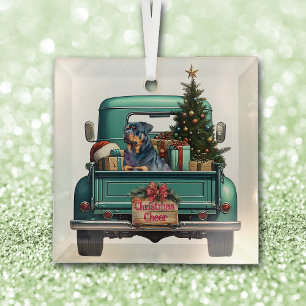 Rottweiler Hunde Farm LKW Weihnachten Ornament Aus Glas