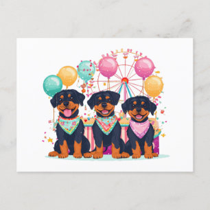 Rottweiler Hunde im Karneval Feiertagspostkarte