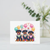 Rottweiler Hunde im Karneval Feiertagspostkarte (Stehend Vorderseite)