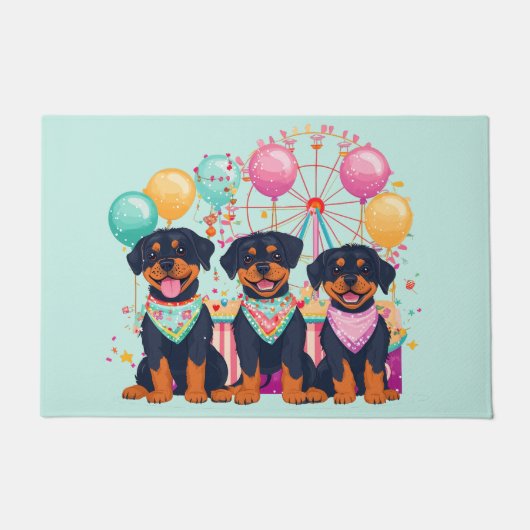 Rottweiler Hunde im Karneval Fußmatte (Vorderseite)