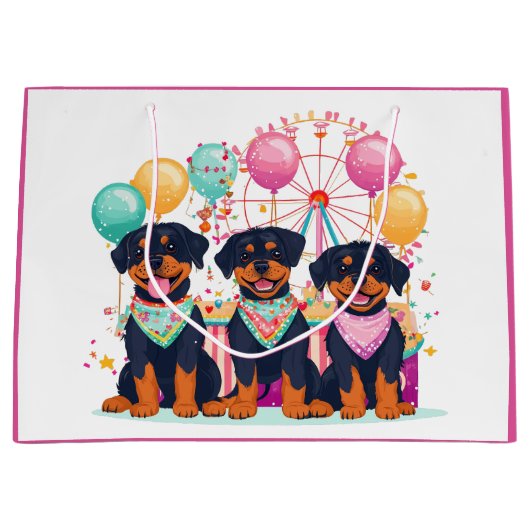Rottweiler Hunde im Karneval Große Geschenktüte (Vorderseite)