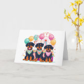 Rottweiler Hunde im Karneval Karte (Gelbe Blume)