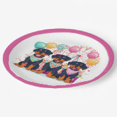 Rottweiler Hunde im Karneval Pappteller (Schrägansicht)