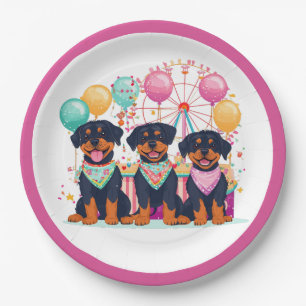 Rottweiler Hunde im Karneval Pappteller