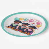 Rottweiler Hunde im Karneval Pappteller (Schrägansicht)