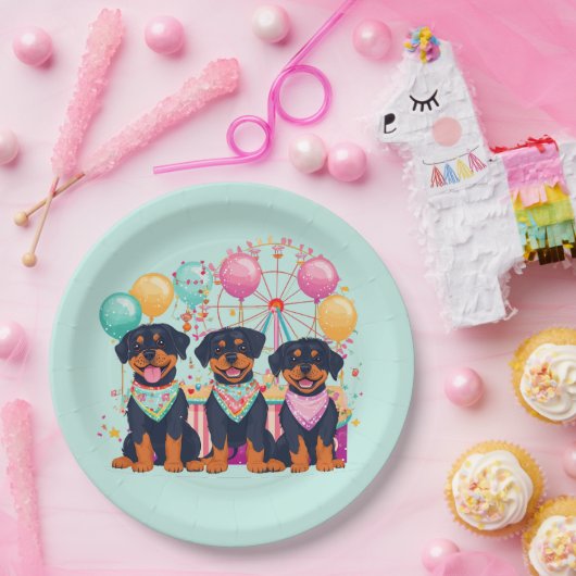 Rottweiler Hunde im Karneval Pappteller (Party)