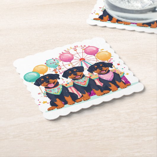 Rottweiler Hunde im Karneval Untersetzer (angewinkelt)