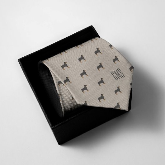 Rottweiler Hunde Muster Mit Monogramm Krawatte