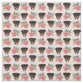 Rottweiler Hunde Rosa Blüten Stoff (Muster)