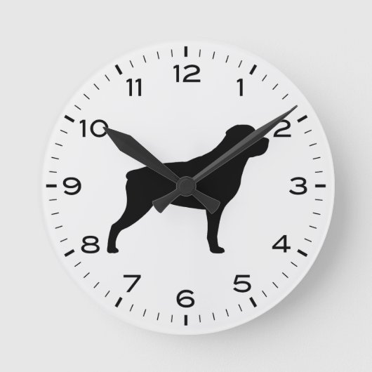 Rottweiler Hunde Silhouette rund Uhr (Vorderseite)