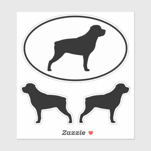 Rottweiler Hunde Silhouetten Vinyl Sticker Set (Blatt)